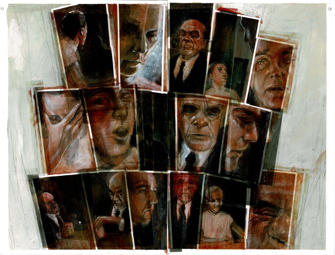 DEPARTMENT OF TRUTH #25  PAGE 12 & 13 DOUBLE PAGE SPLASH (MARTIN SIMMONDS ORIGINAL ART)