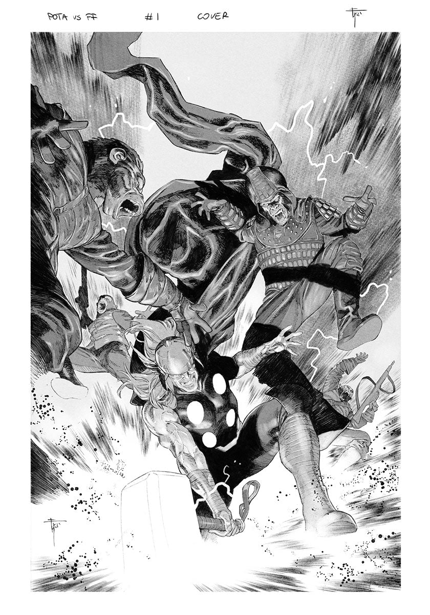 PLANET OF THE APES VS FANTASTIC FOUR  #1  FRANCESCO MOBILI ORIGINAL COVER ART
