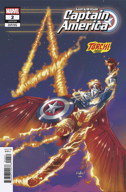 SAM WILSON CAPTAIN AMERICA #2 TORCH VARIANT (DAVID MESSINA ORIGINAL COVER ART)