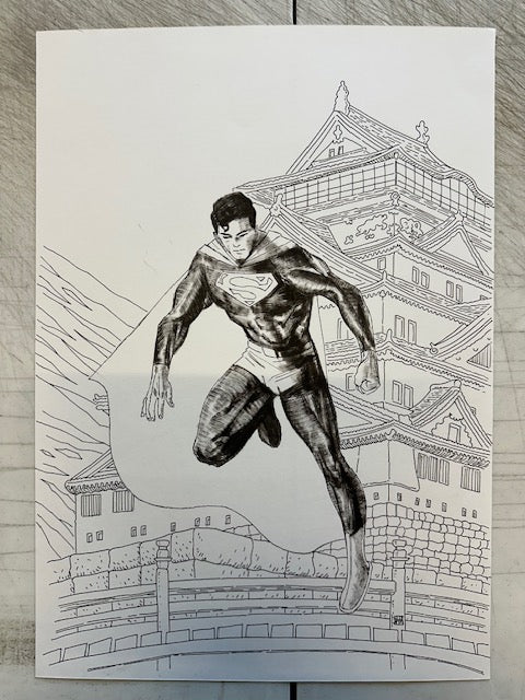 SUPERMAN MANGA SKETCH WERTHER DELL'EDERA ORIGINAL ART