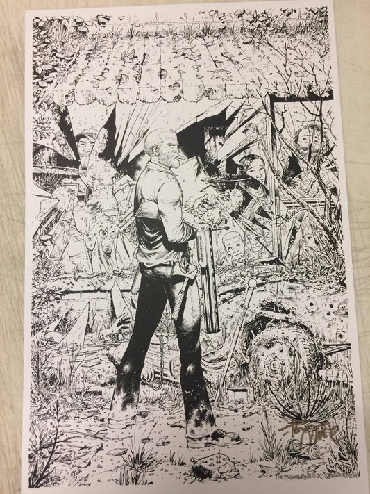 Tony Moore Walking Dead Black & White Signed Print