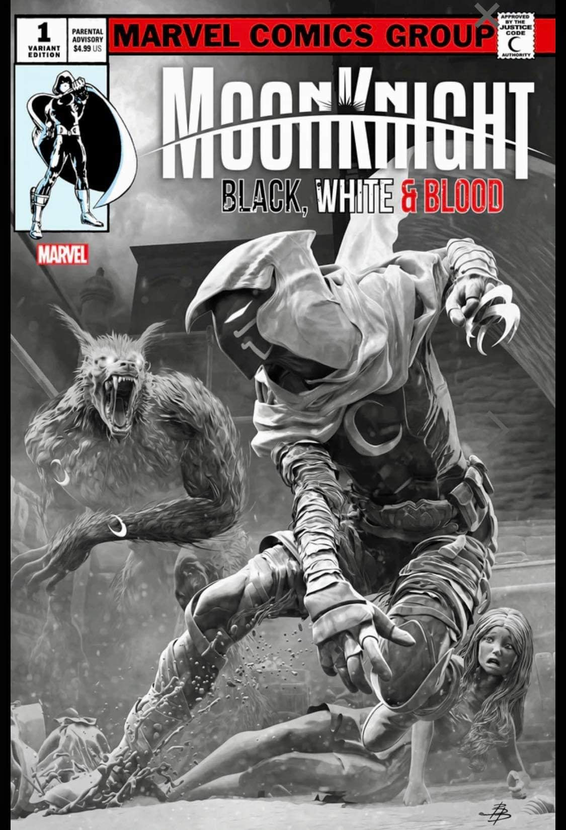 MOON KNIGHT BLACK WHITE & BLOOD  #1  BJORN BARENDS VARIANT