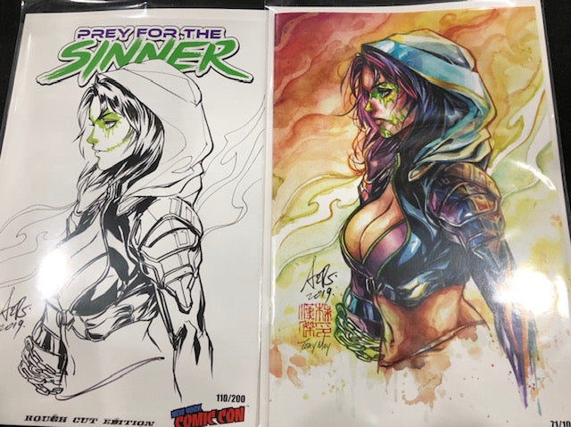 PREY FOR THE SINNER #1  ARTGERM VARIANT SET (COLOUR & SKETCH VARIANTS)
